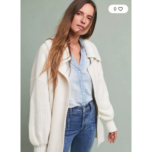 Anthropologie Sweaters - Anthropologie Alpaca Wool Sleeping On Snow Elspeth Longline Cardigan XS Collared